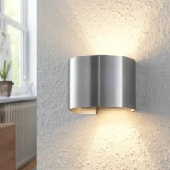 Aplique de pared Arcchio Zuzana, redondo, color aluminio, G9, 13 cm de ancho