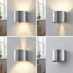 Aplique de pared Arcchio Zuzana, redondo, color aluminio, G9, 13 cm de ancho