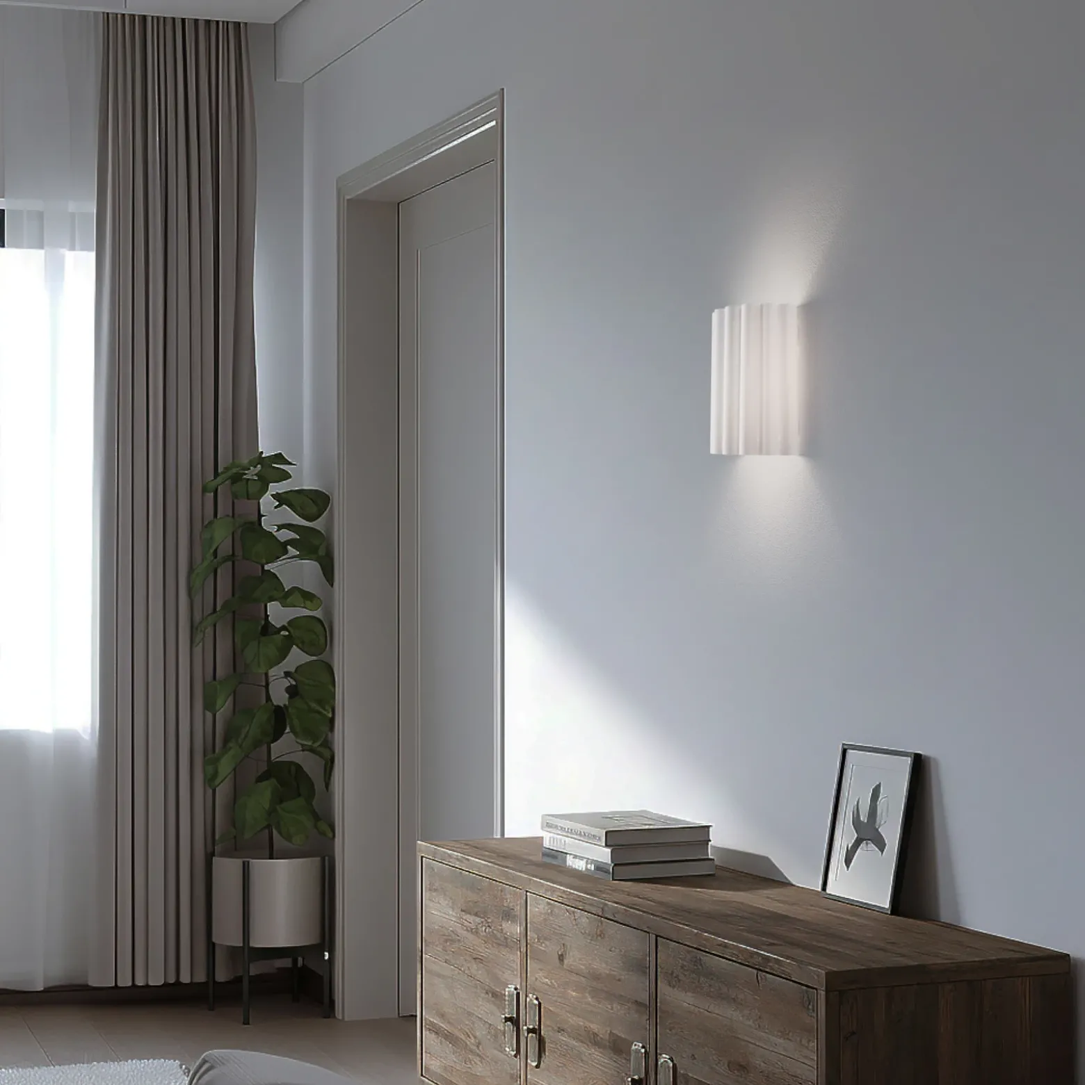Aplique de pared Aria, blanco, microfibra, E27