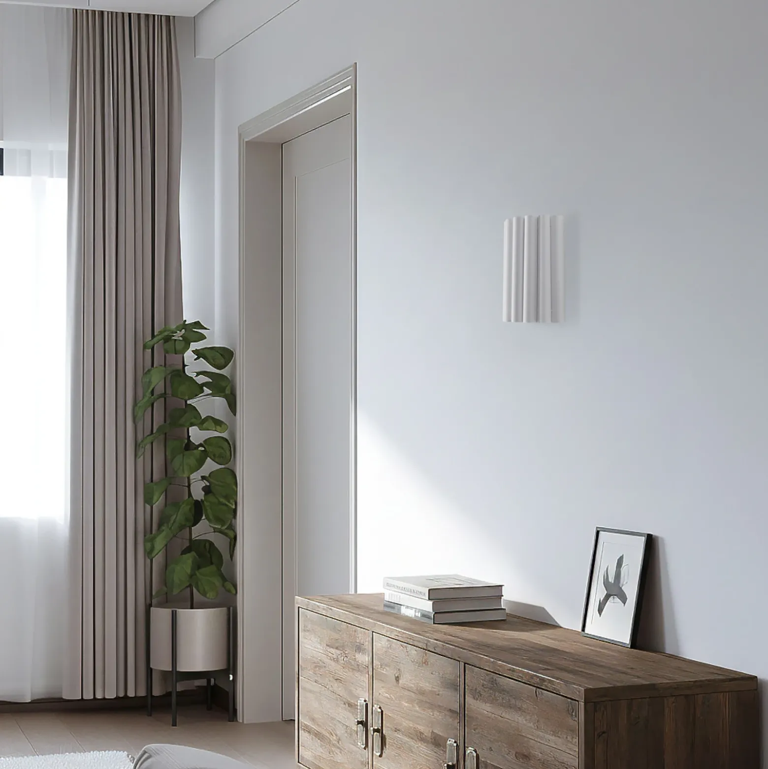 Aplique de pared Aria, blanco, microfibra, E27