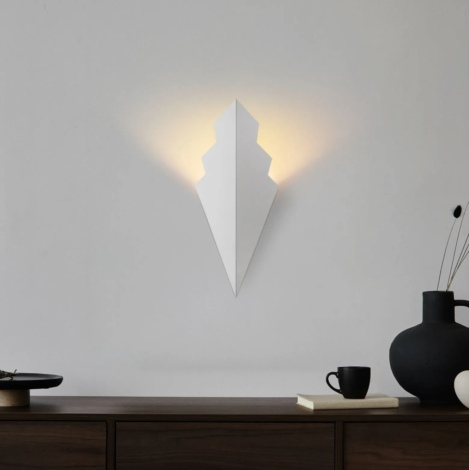 Aplique de pared ARROW, blanco, altura 40 cm, metal, G9