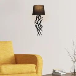 Aplique de pared Asaf 6984 con pantalla de tela negra