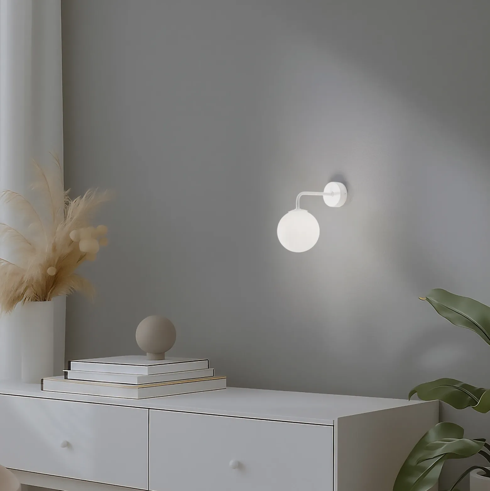 Aplique de pared Astral, blanco, proyección 22 cm, acero/vidrio