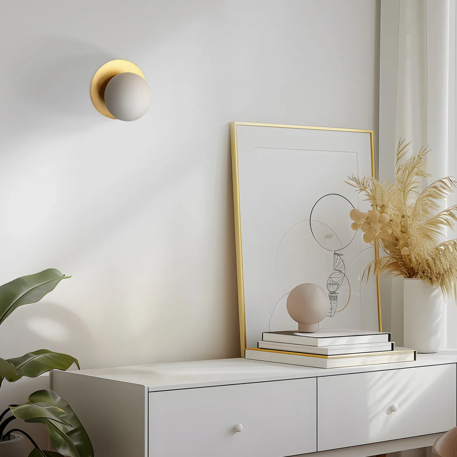 Aplique de pared Aylin, dorado, Ø 15 cm, metal, G9