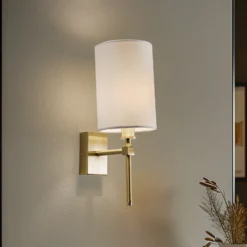 Aplique de pared Azzi con pantalla textil y 1 luz, blanco