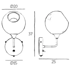 Aplique de pared Ballroom Short, verde, cristal, soplado a mano