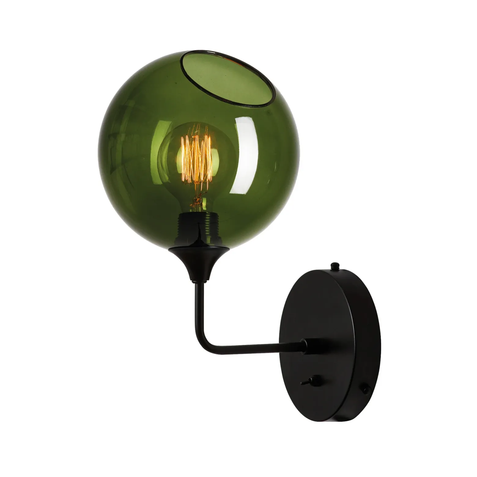 Aplique de pared Ballroom Short, verde, cristal, soplado a mano