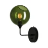 Aplique de pared Ballroom Short, verde, cristal, soplado a mano