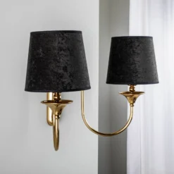 Aplique de pared Baranio con pantallas de tela, 2 luces