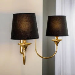 Aplique de pared Baranio con pantallas de tela, 2 luces