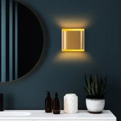 Aplique de pared Bera, color dorado, 15 x 15 cm, metal, G9