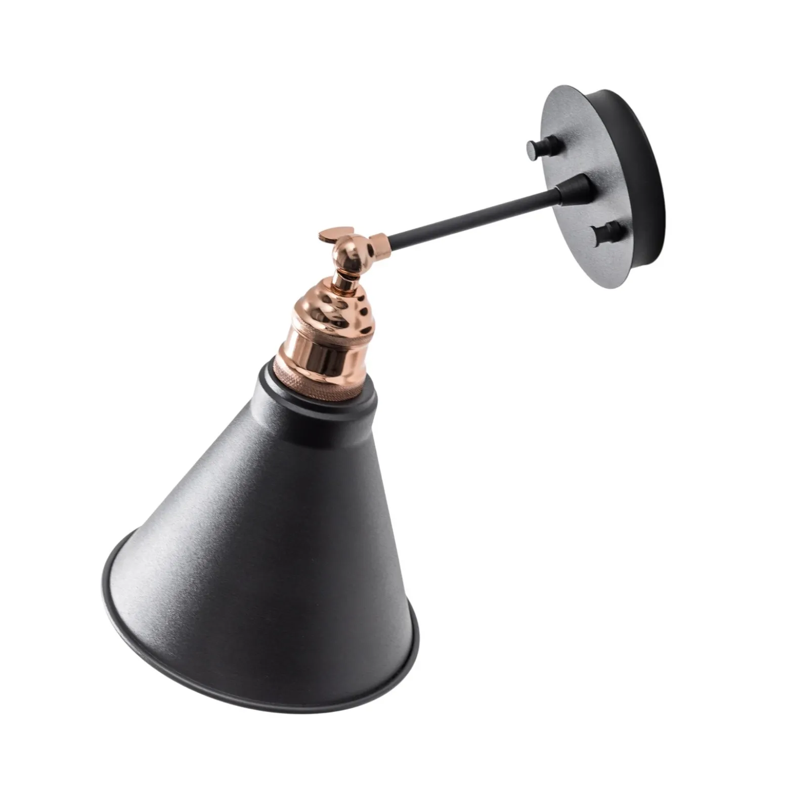Aplique de pared Berceste, negro/dorado, metal, altura 29 cm