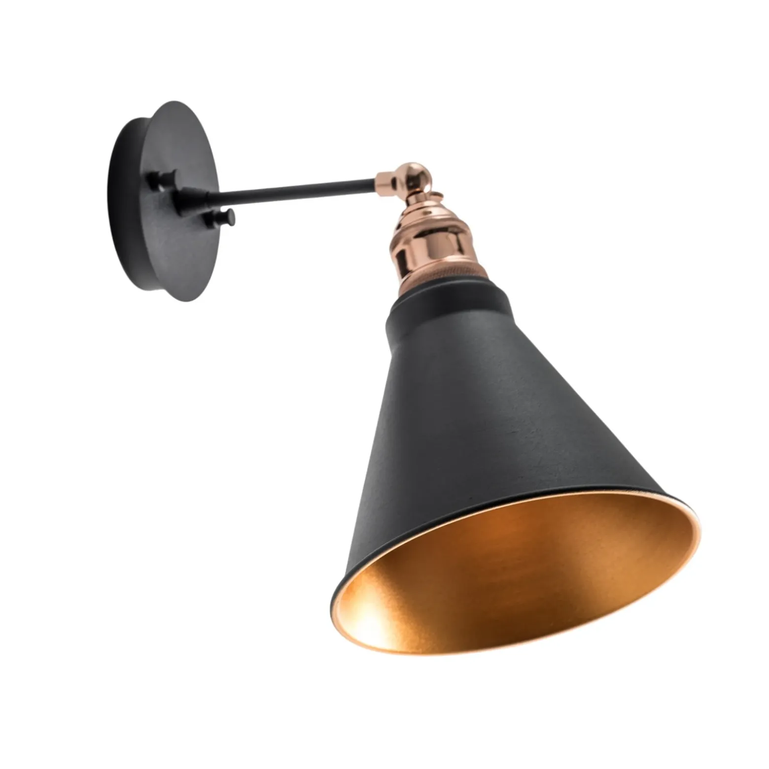 Aplique de pared Berceste, negro/dorado, metal, altura 29 cm