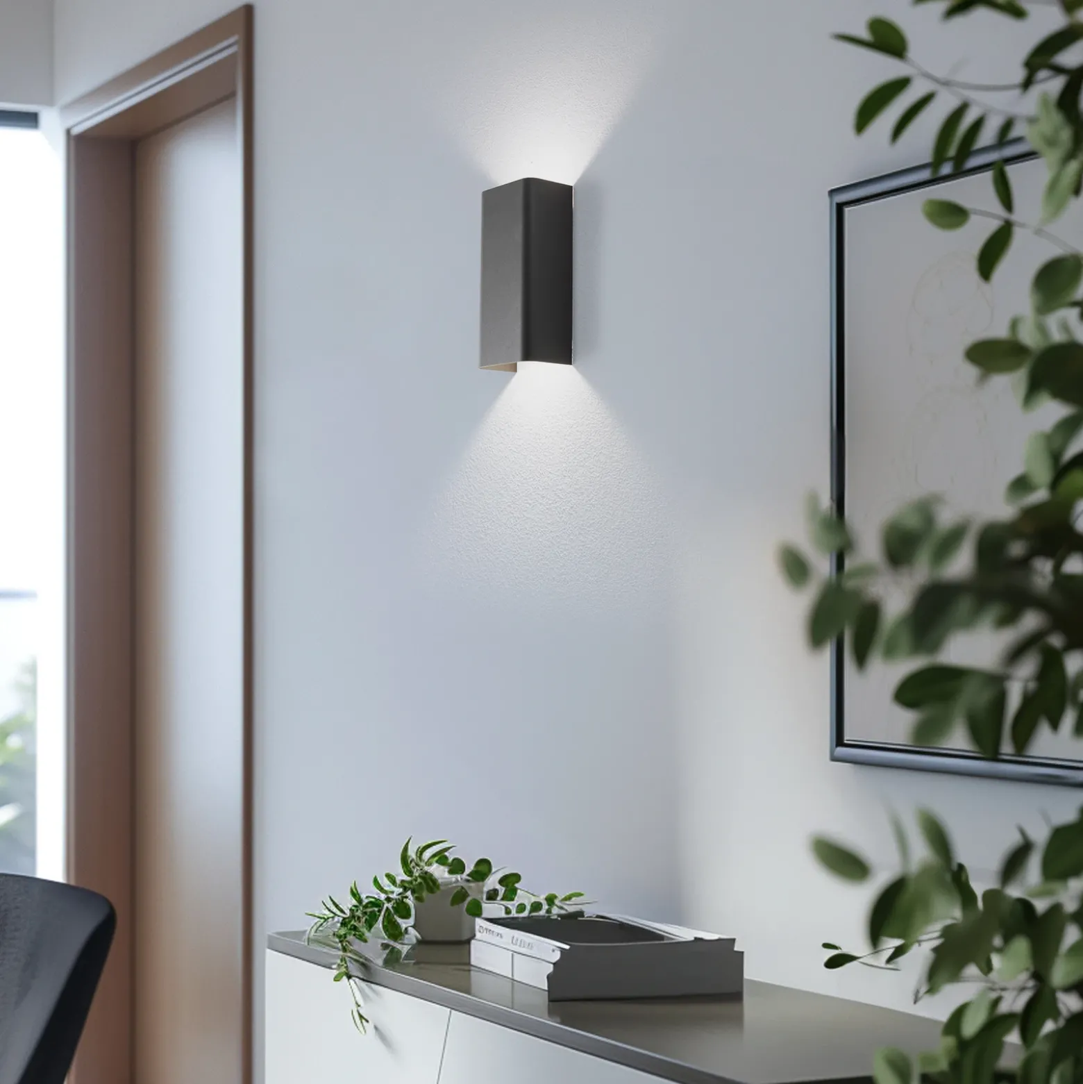 Aplique de pared Bergen, gris oscuro, metal, 23 cm de alto, GU10
