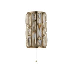 Aplique de pared Bijou de latón 2 luces interruptor con cable de cristal