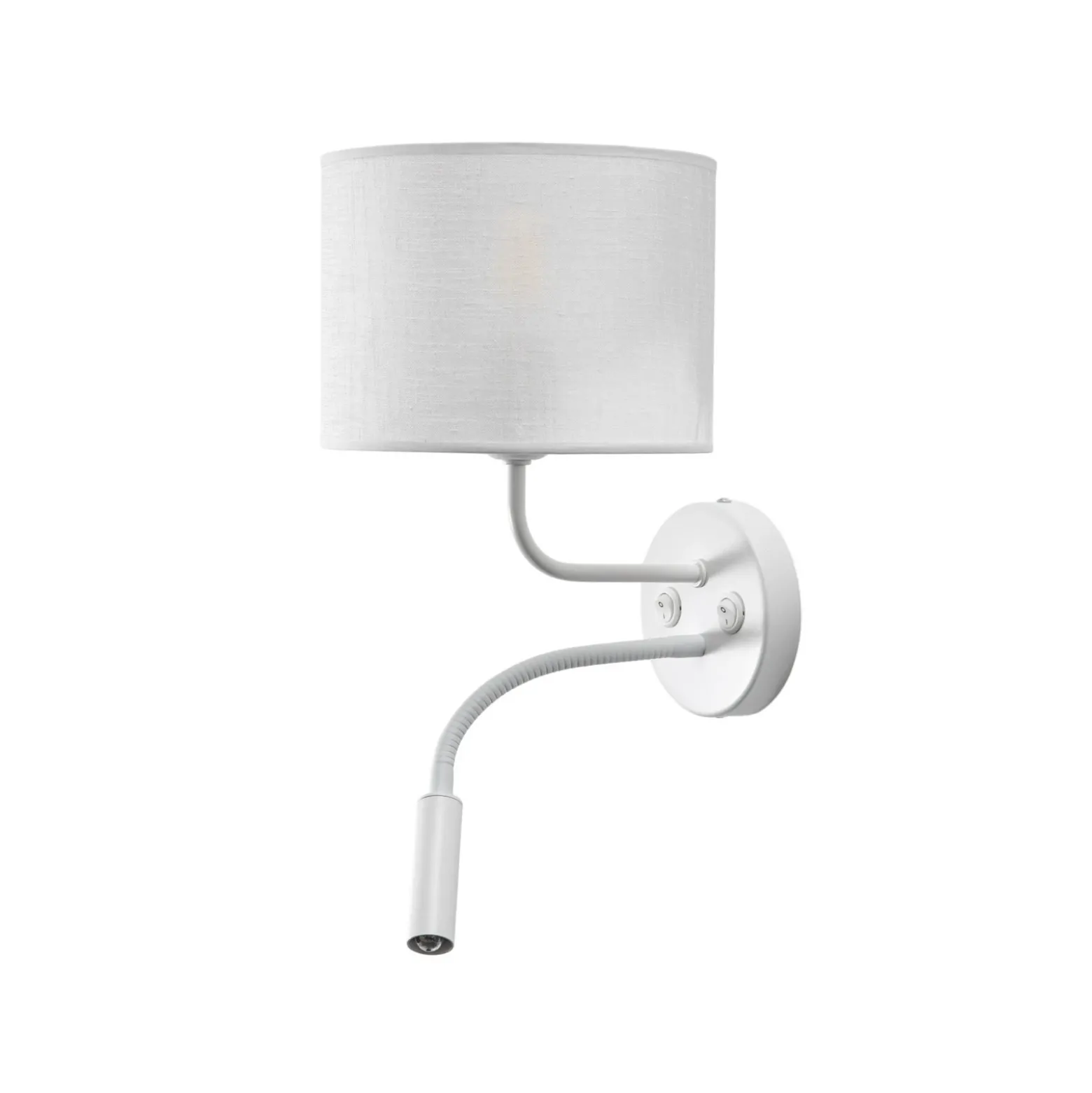 Aplique de pared, blanco, tela, brazo de lectura