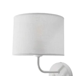 Aplique de pared, blanco, tela, brazo de lectura
