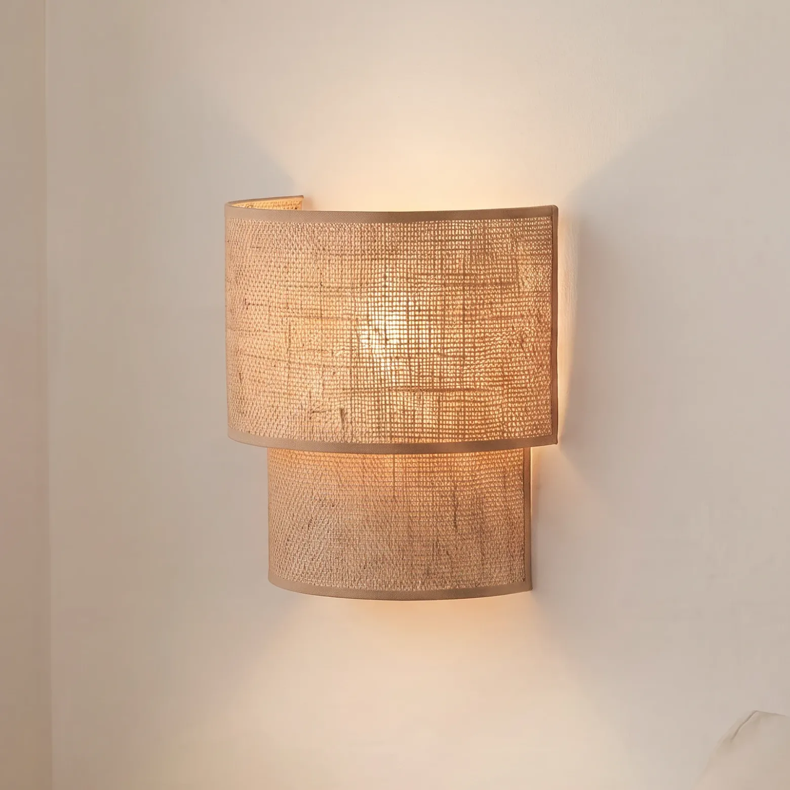 Aplique de pared Boho, yute/yute, altura 22 cm, tejido, E27