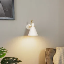 Aplique de pared Bona, blanco-latón