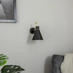 Aplique de pared Bona, negro-latón