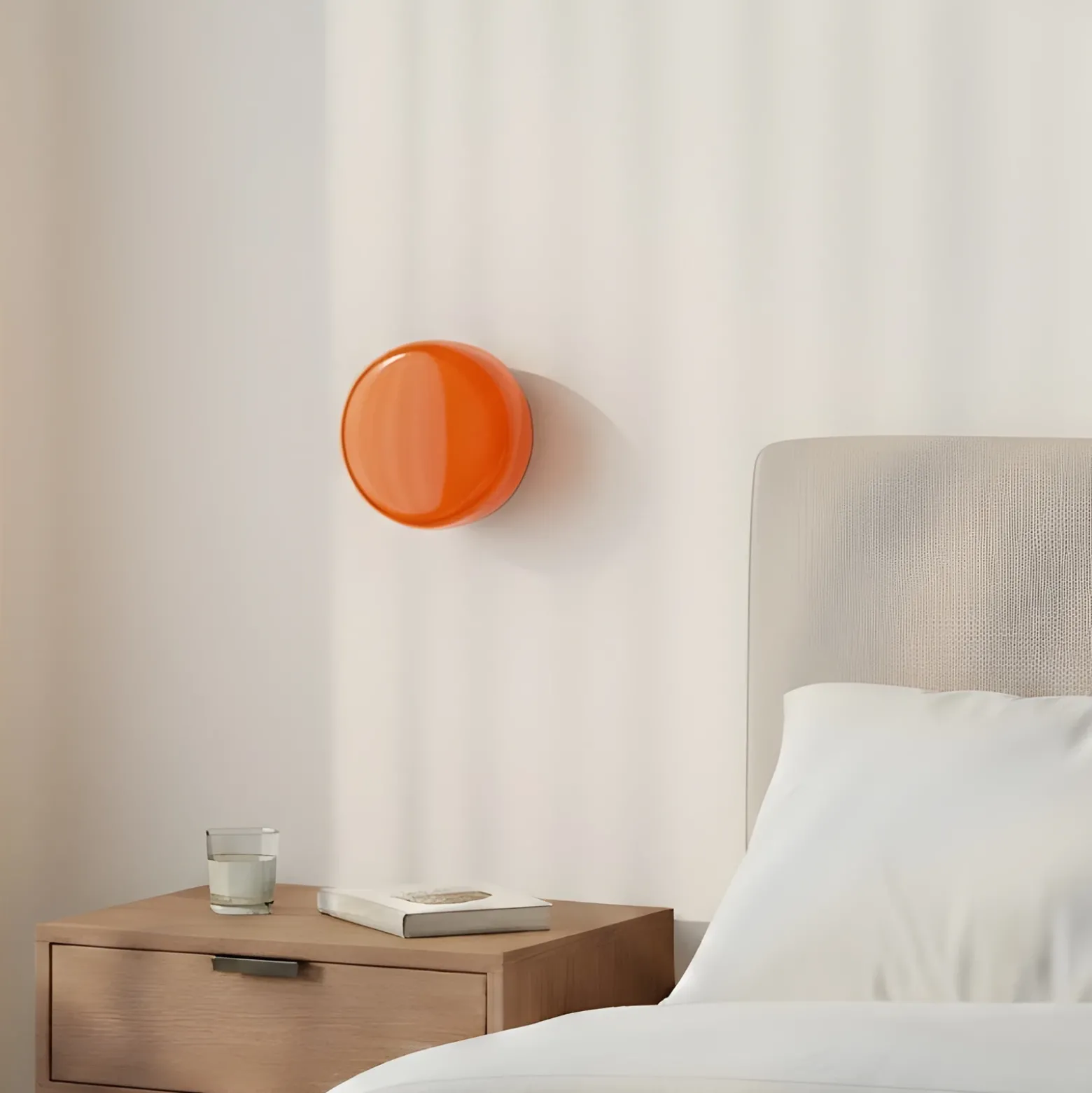 Aplique de pared BonBon, naranja, Ø 16 cm, cristal