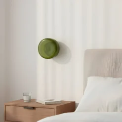 Aplique de pared BonBon, verde, Ø 16 cm, cristal
