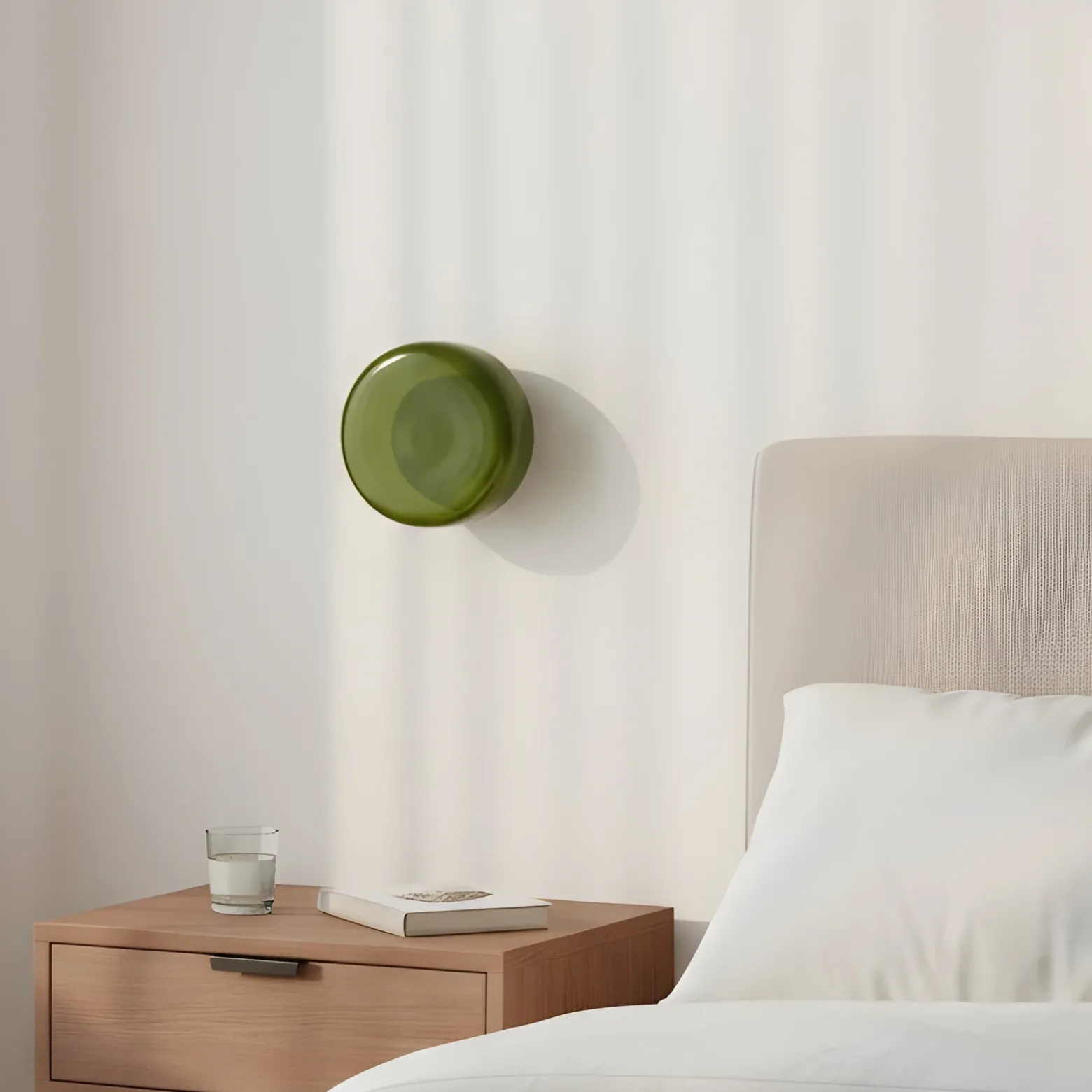 Aplique de pared BonBon, verde, Ø 16 cm, cristal
