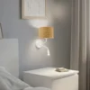 Aplique de pared, cable, blanco/amarillo mostaza, brazo de lectura