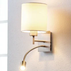 Aplique de pared Camilo de Lindby, color níquel, brazo de lectura LED, 28 cm
