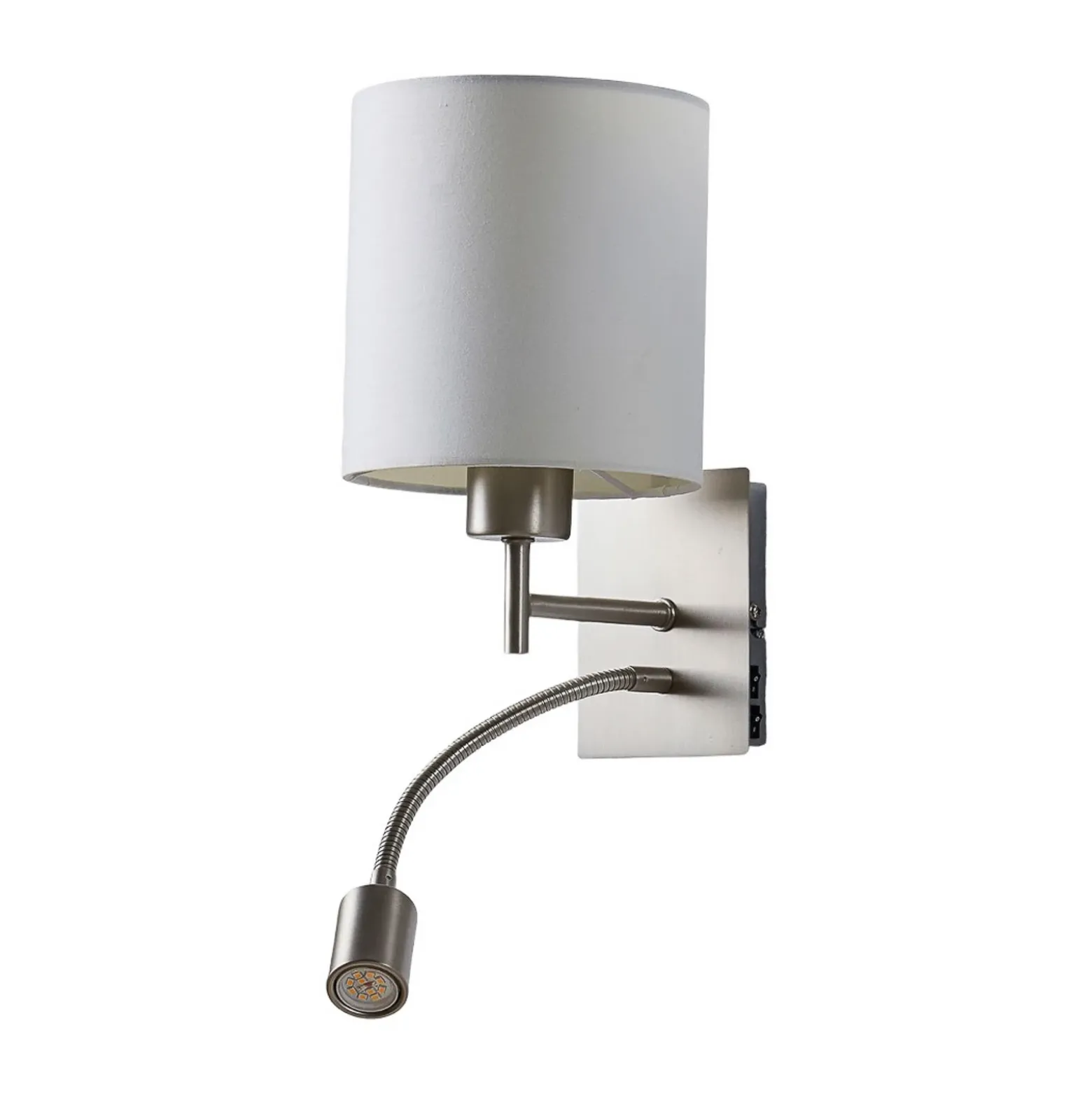 Aplique de pared Camilo de Lindby, color níquel, brazo de lectura LED, 28 cm