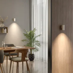 Aplique de pared CAN, blanco, 1 luz, altura 13 cm, metal, GU10