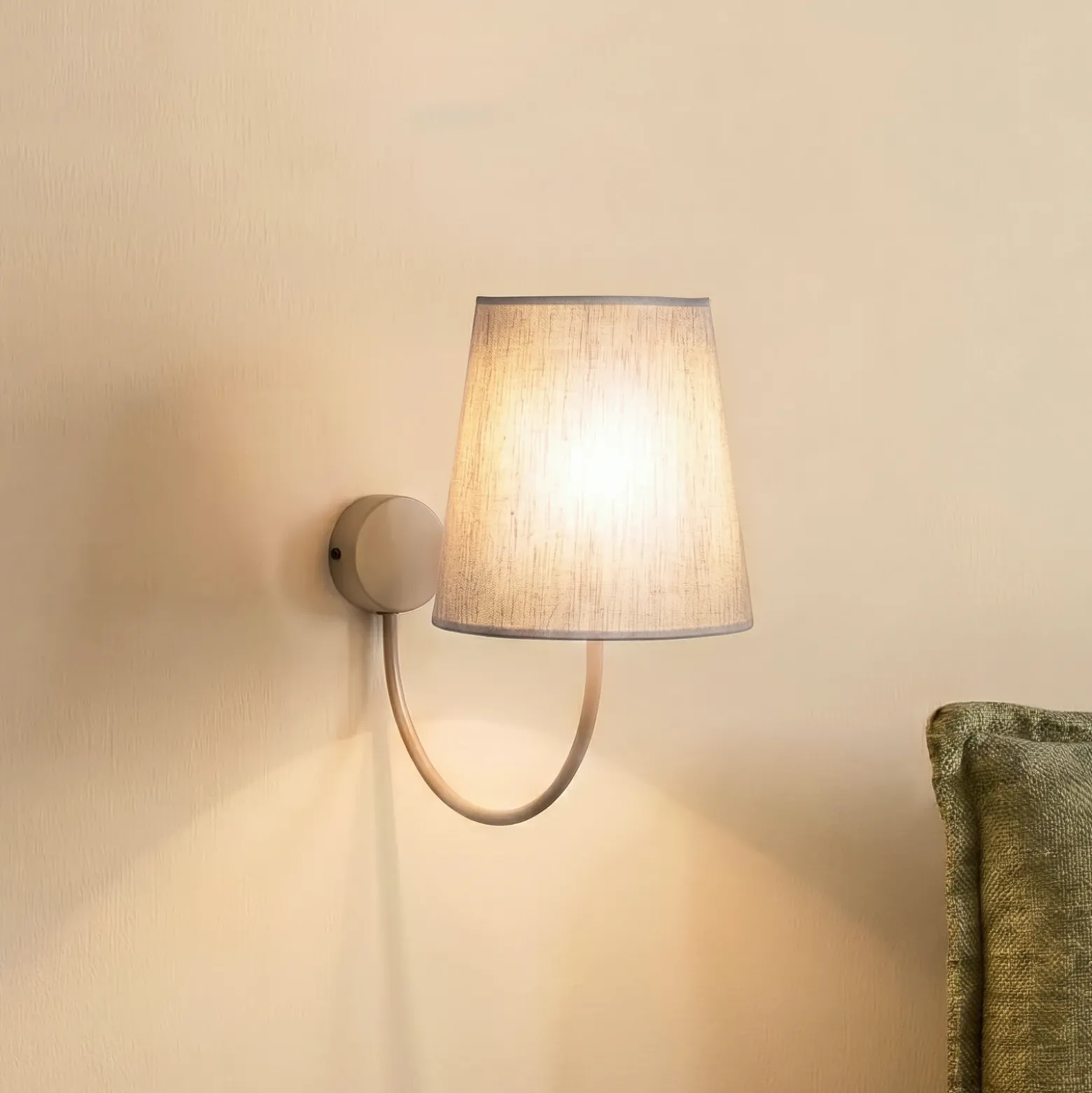 Aplique de pared Candi, beige/arena, lino, 34 cm de altura, E27