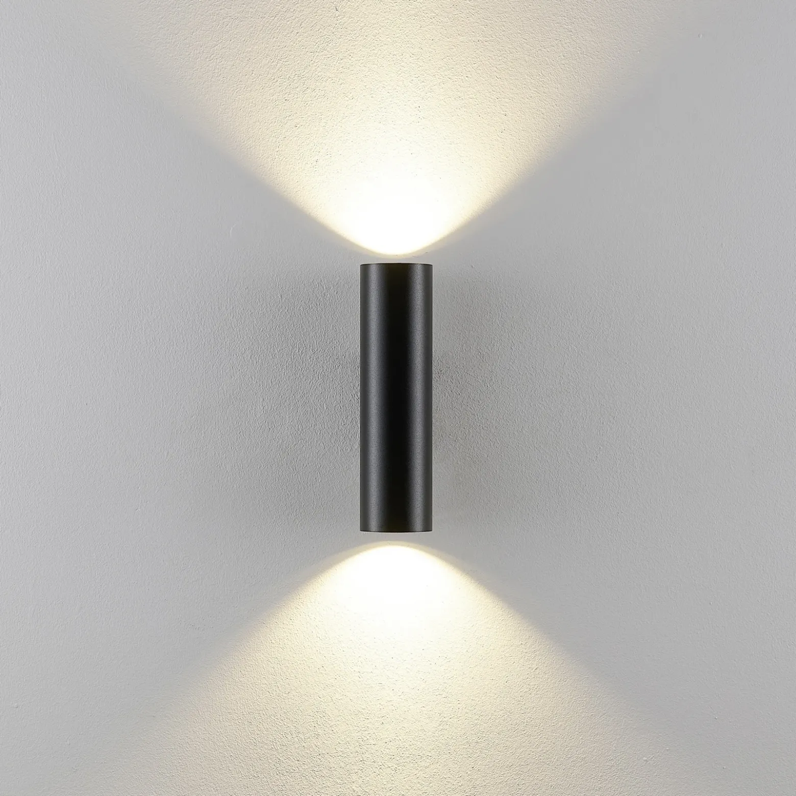 Aplique de pared CAN, negro, 2 luces, altura 22 cm, metal, GU10