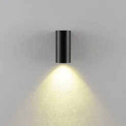 Aplique de pared CAN, negro, 1 luz, altura 13 cm, metal, GU10