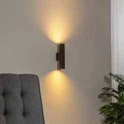 Aplique de pared Cerro, antracita, acero, Ø 6 cm, arriba/abajo