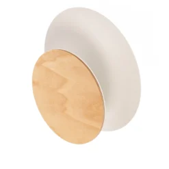 Aplique de pared Circle en blanco, placa decorativa en madera clara