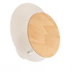 Aplique de pared Circle en blanco, placa decorativa en madera clara