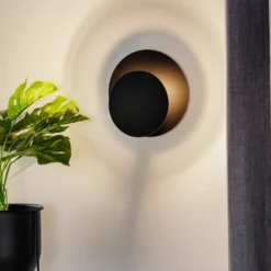 Aplique de pared Circle en forma redonda, negro