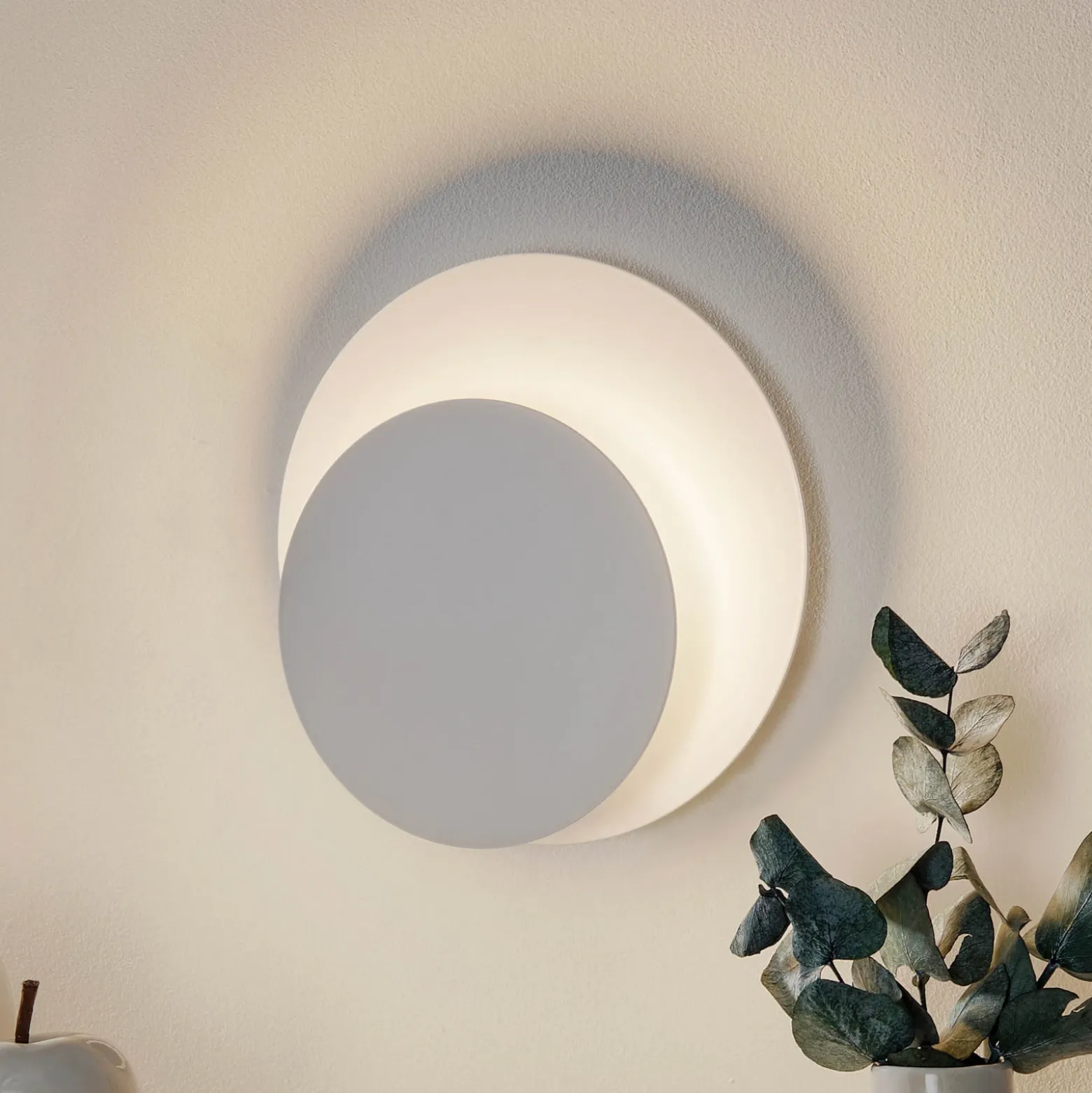 Aplique de pared Circle en forma redonda, blanco