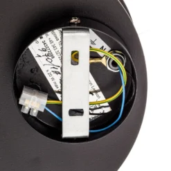 Aplique de pared Circle en negro con placa decorativa de madera