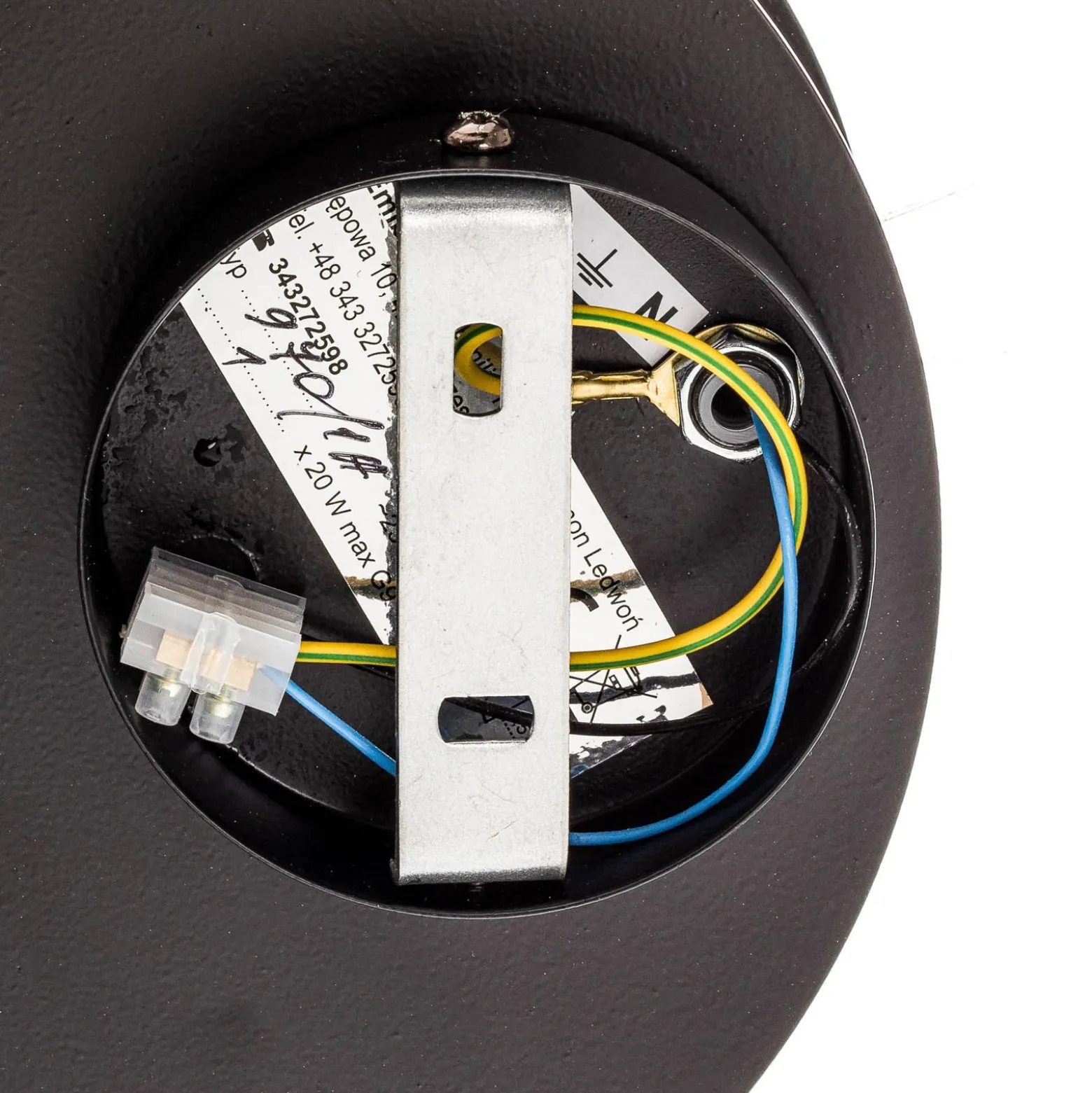 Aplique de pared Circle en negro con placa decorativa de madera