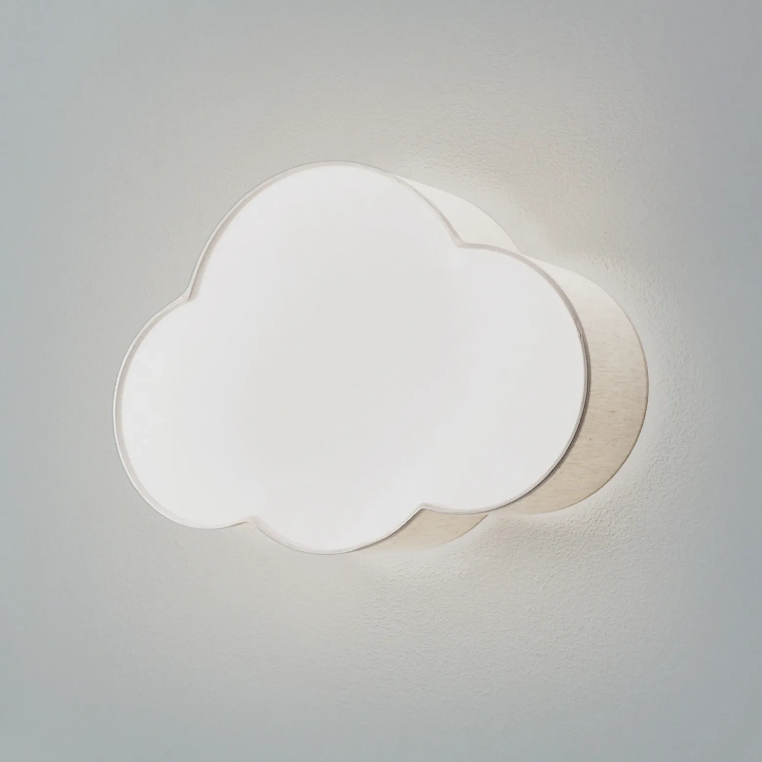 Aplique de pared Cloud, beige, 43 cm de ancho, textil, nube, E27