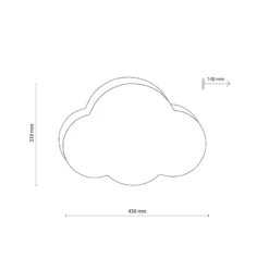 Aplique de pared Cloud, beige, 43 cm de ancho, textil, nube, E27