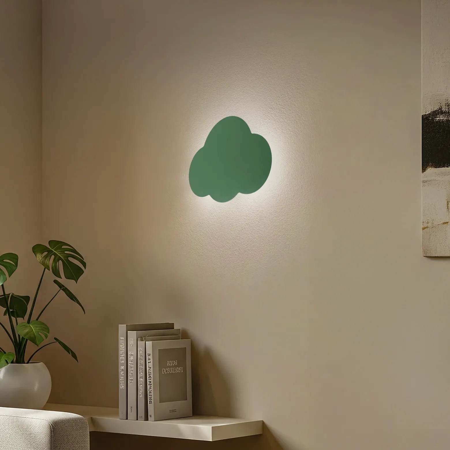 Aplique de pared Cloud, verde, metal, 38 cm de ancho, 2 luces, G9