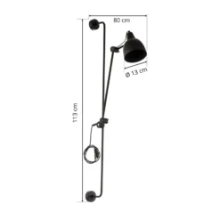 Aplique de pared 997 con enchufe, de 1 luz, negro