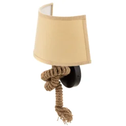 Aplique de pared Corda con pantalla textil y decoración de cuerda