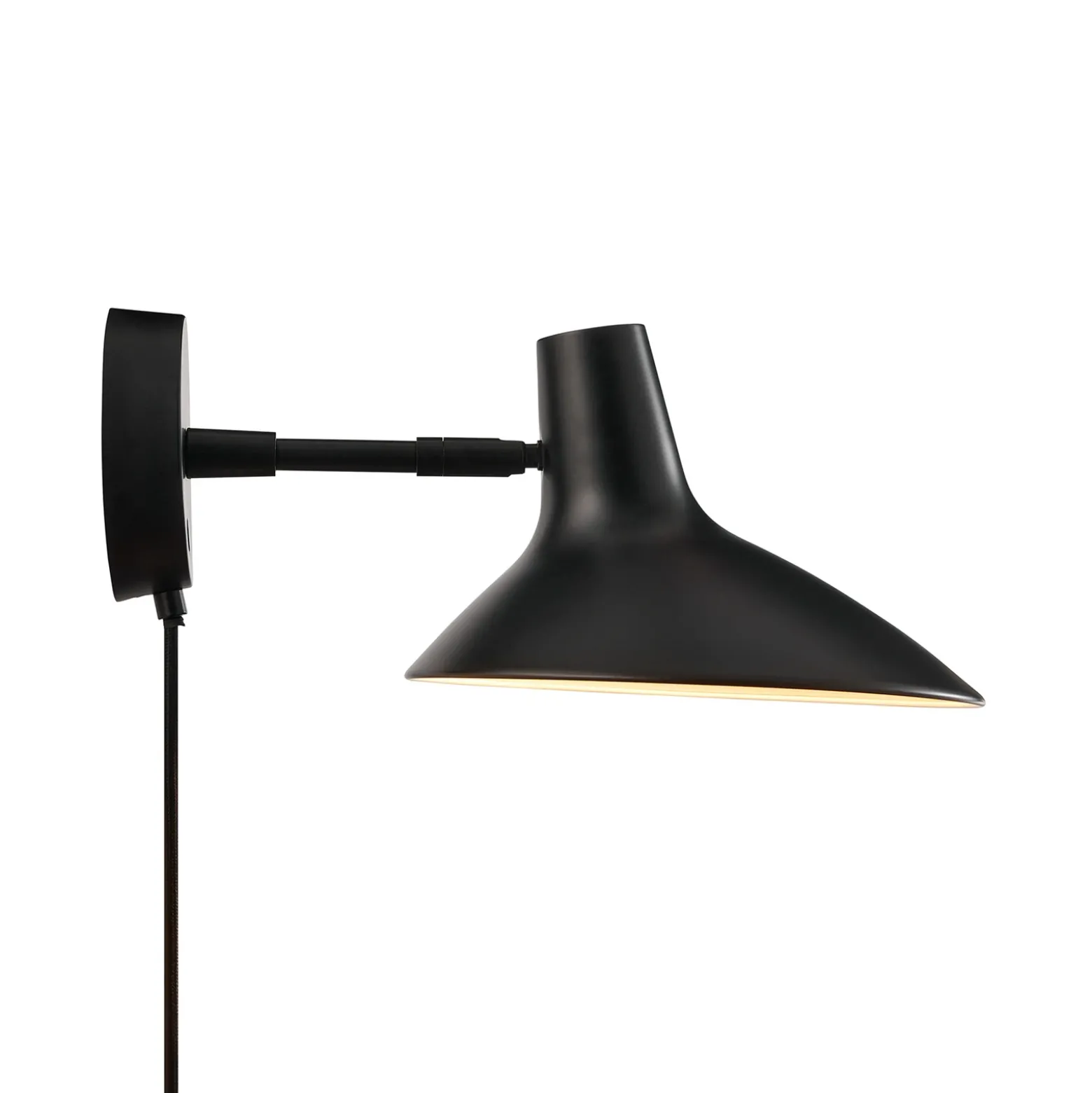 Aplique de pared corto Darci, proyección 33,5 cm, negro