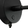 Aplique de pared corto Darci, proyección 33,5 cm, negro