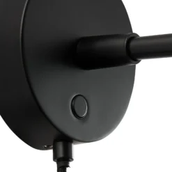 Aplique de pared corto Darci, proyección 33,5 cm, negro