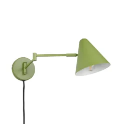Aplique de pared Cosima, verde, saliente 54 cm, metal